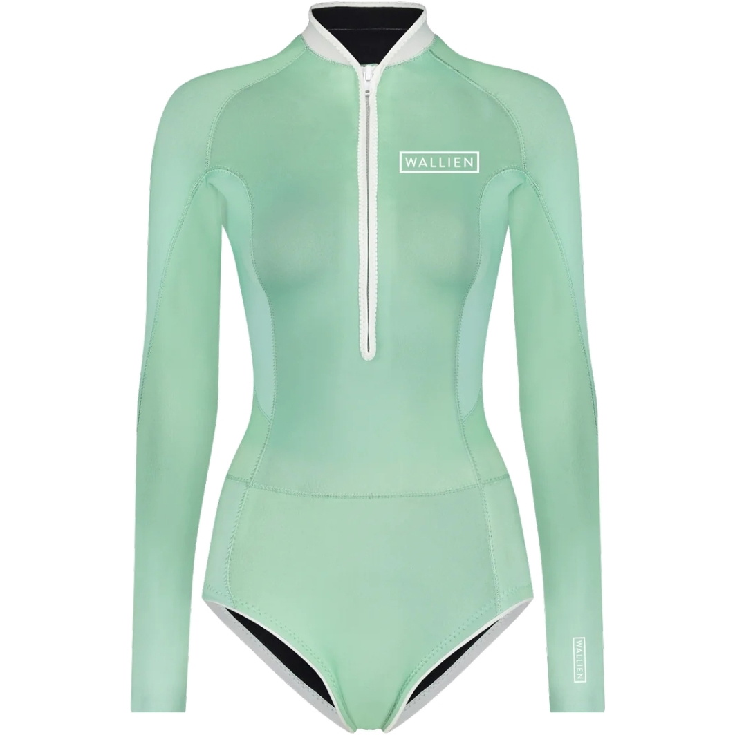 2026 Wallien Womens Nikki Van Dijk Bikini Cut 1mm Front Zip Springsuit Wetsuit 101006 - Aquamarine Gradient